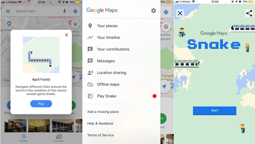 You can play 'Snake' in the Google Maps app