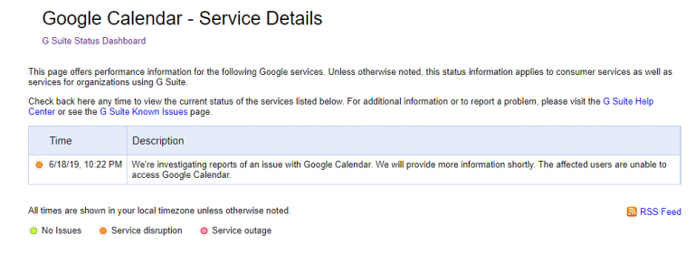 Update Google Calendar is currently down SoyaCincau