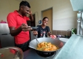 SUNGAI SIPUT, 8 Mei -- Youtuber Masakan, S.Pavithra,28,(kanan) bersama suaminya  M.Sugu,29 ceria ketika merakamkan video masakan menu Nasi Beriani untuk dimuat naik di saluran masakannya yang diisi dengan  pelbagai menu dalam pertuturan  bahasa Melayu yang berjaya menambat hati rakyat Malaysia di kuarters Ladang Ephil semalam.
S.Pavithra,28, dan suaminya M.Sugu,29, yang baru berjinak-jinak sebagai YouTuber menggunakan nama 'Sugu Pavithra' sejak Januari lalu kini telah mempunyai seramai 160,000 subscriber dan secara tidak langsung menjadikan mereka sebagai Rakan YouTube atau 'YouTube Partner'.
Lebih membanggakan, pasangan itu yang tinggal di kuaters sebuah ladang kelapa sawit di sini boleh menarik nafas lega kerana sebagai Rakan YouTube, mereka mampu memperoleh pendapatan sampingan bulanan dengan bayaran mengikut mata wang Dolar Amerika.
-- fotoBERNAMA (2020) HAK CIPTA TERPELIHARA