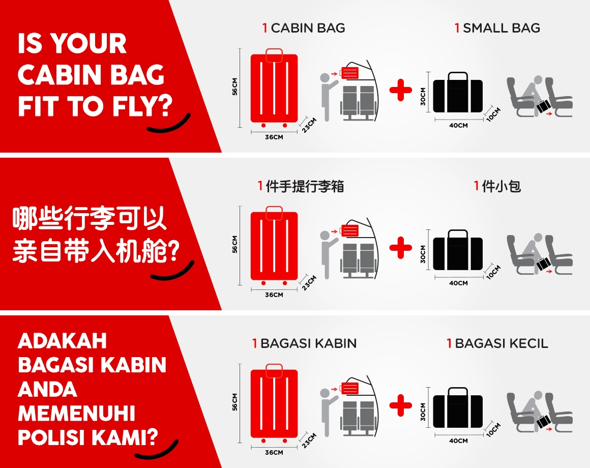 AirAsia passengers now allowed to store one bag in the overhead storage bin - SoyaCincau