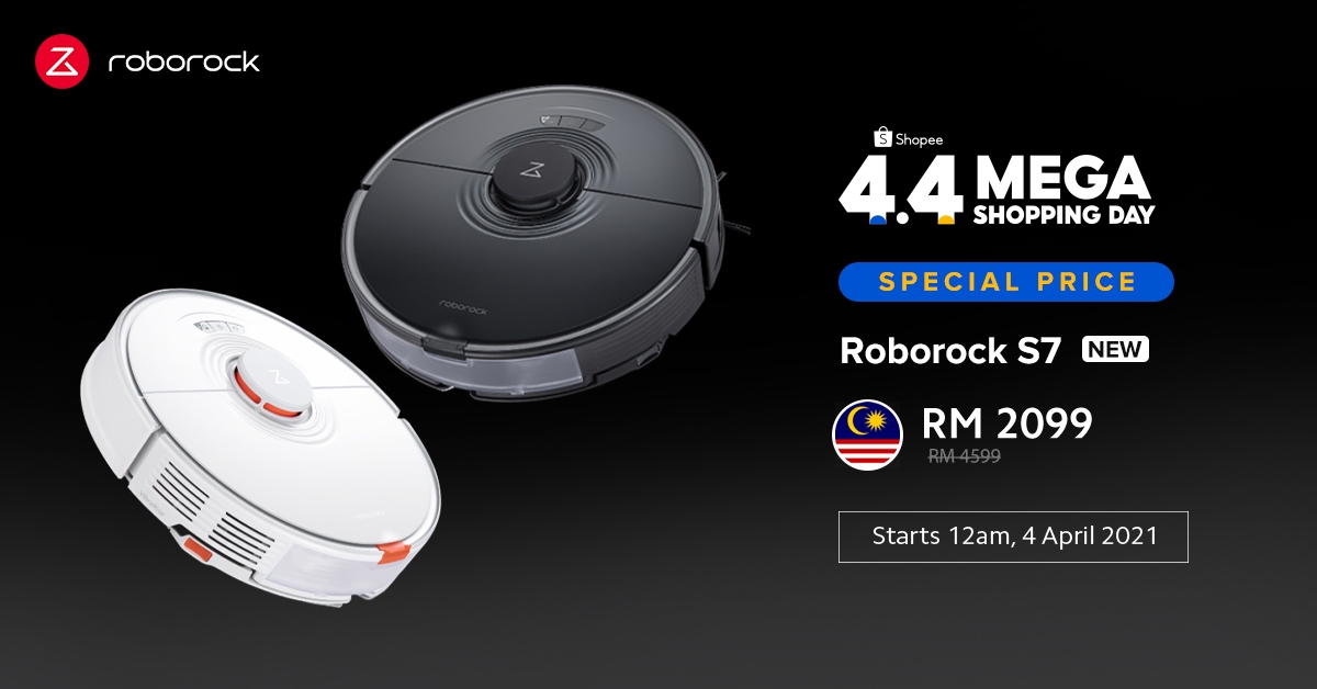 Deal: Roborock S7 Robot vacuum cleaner with sonic mopping going for 54% off  on 4.4 - SoyaCincau