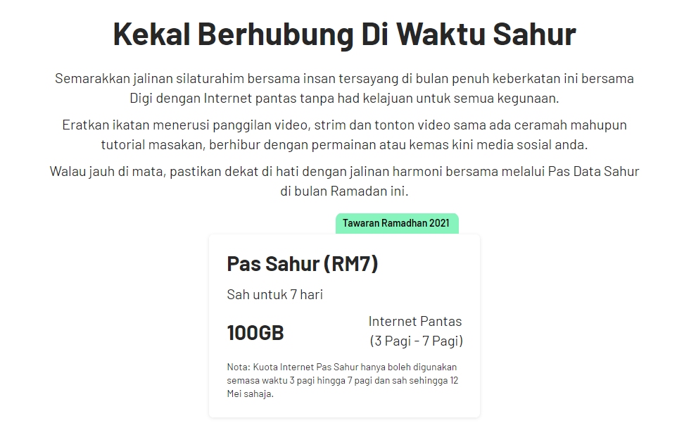 [UPDATED] Digi Sahur Pass offers 100GB of data for RM7 per week