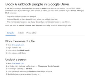 how to block google drive spam