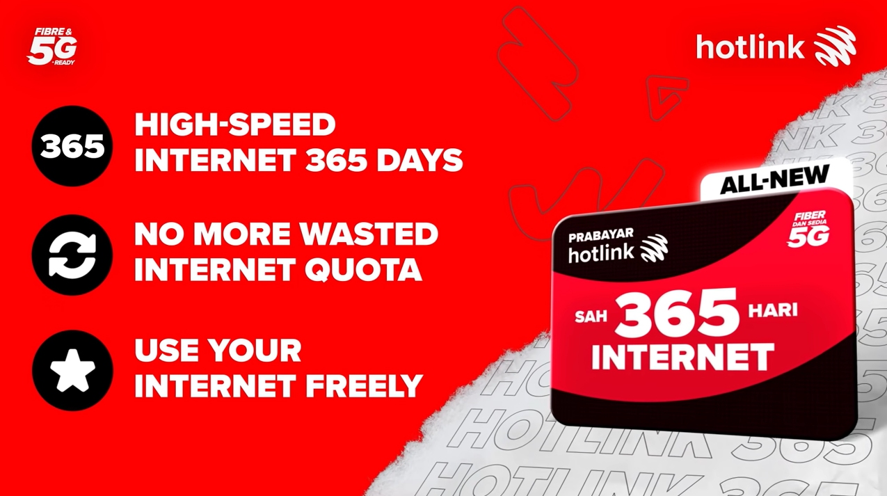 Hotlink Prepaid 365 offers 1year data validity but there's a
