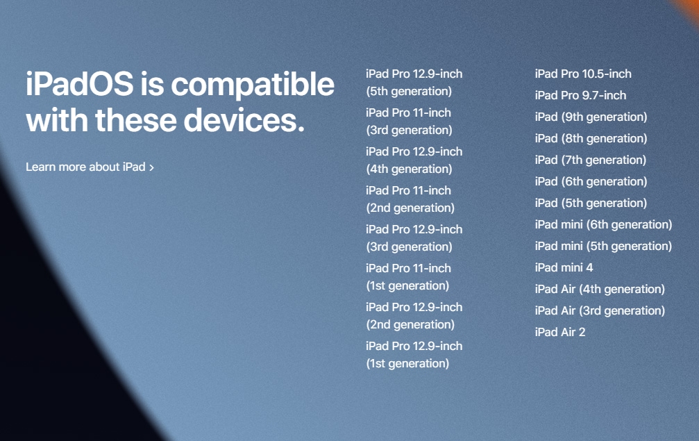 iPadOS 15 compatible devices