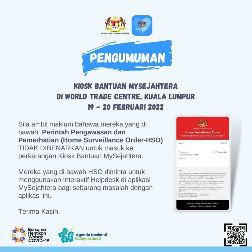 Mysejahtera helpdesk [Malaysia] How