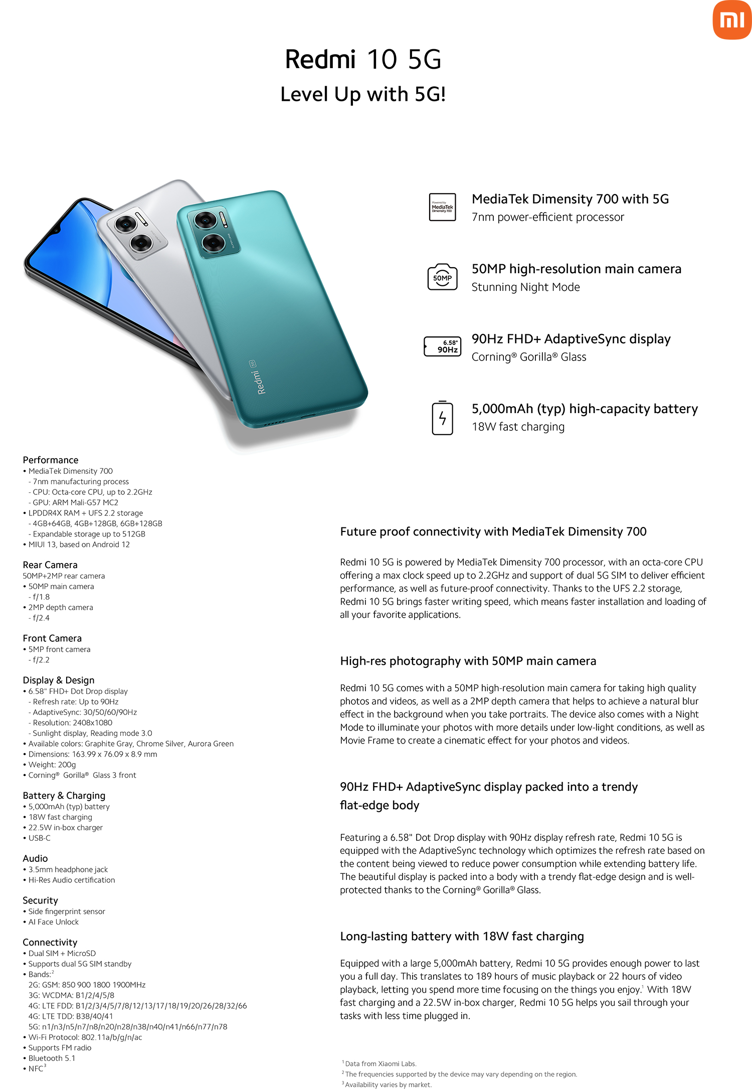 Xiaomi Redmi Note 10 5G Technical Specifications