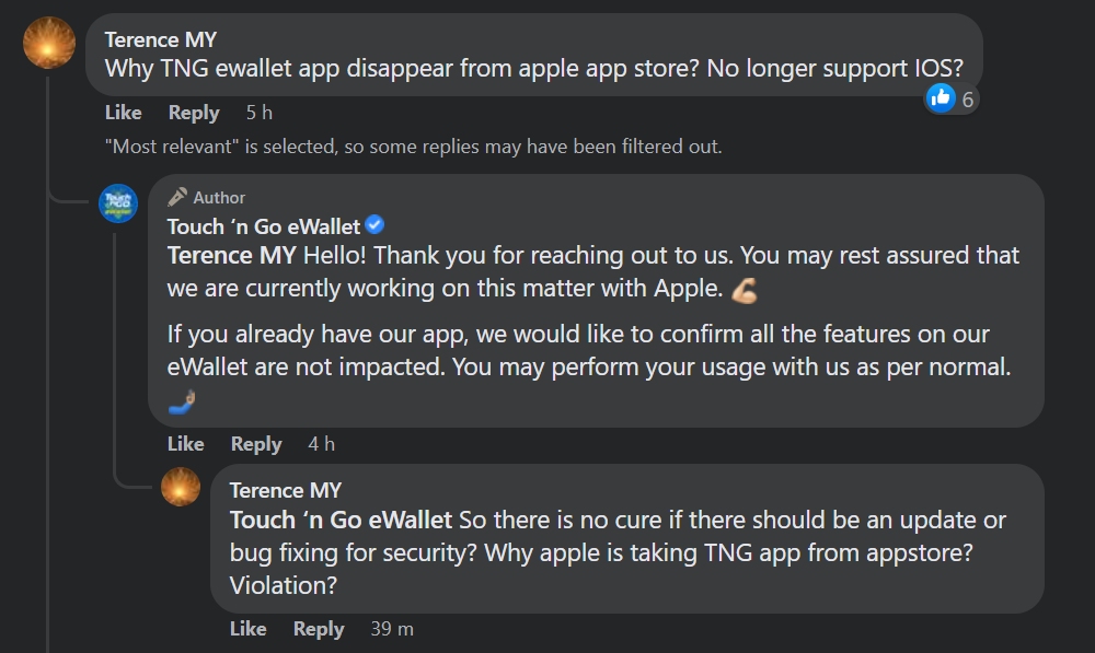 Touch ‘n Go eWallet has been taken down from Apple App Store 81