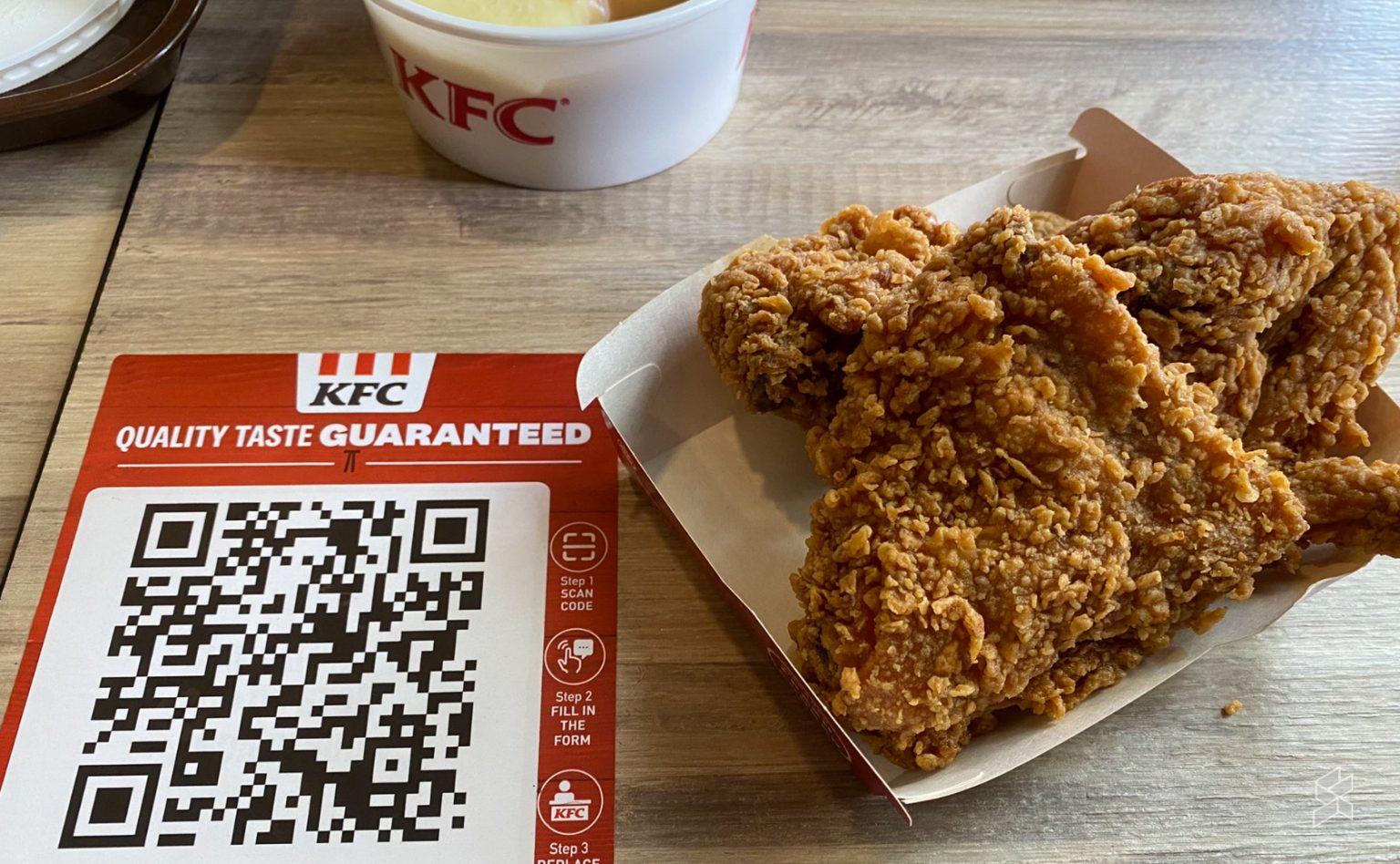 You can replace unsatisfying KFC chicken with a QR code. Just don't try to trade fully eaten