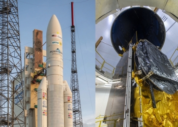 Left: MEASAT-3b launch on Ariane 5 in 2014, Right: MEASAT-3d