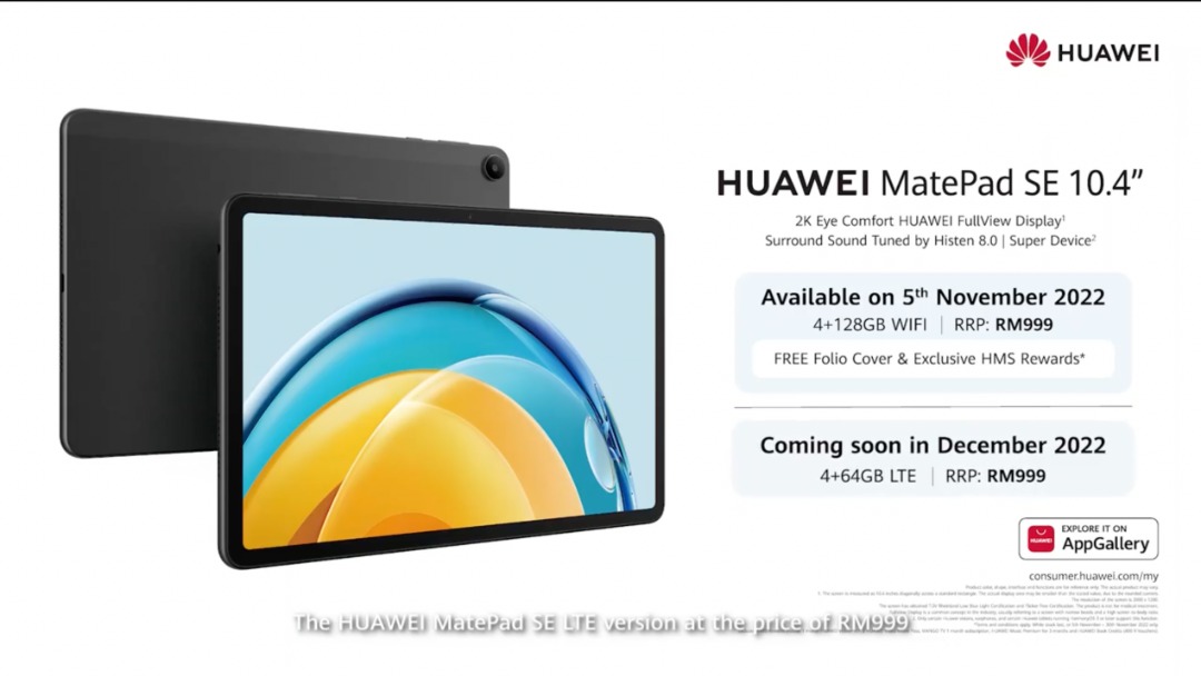 SoyaCincau A for 10.4: - Snapdragon Huawei MatePad than tablet less SE with LTE 680-powered RM1,000