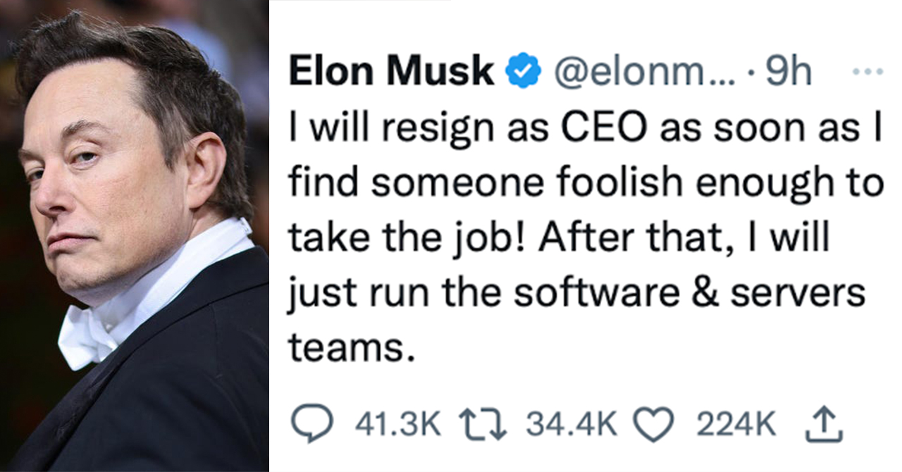 Elon Musk Says He Will Step Down as Twitter CEO When He Finds