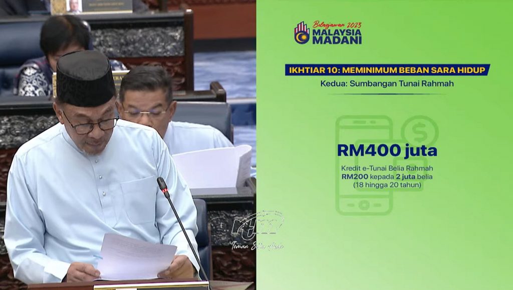 2023 年预算案：政府为马来西亚 200 万青年人提供 200 令吉电子钱包信贷