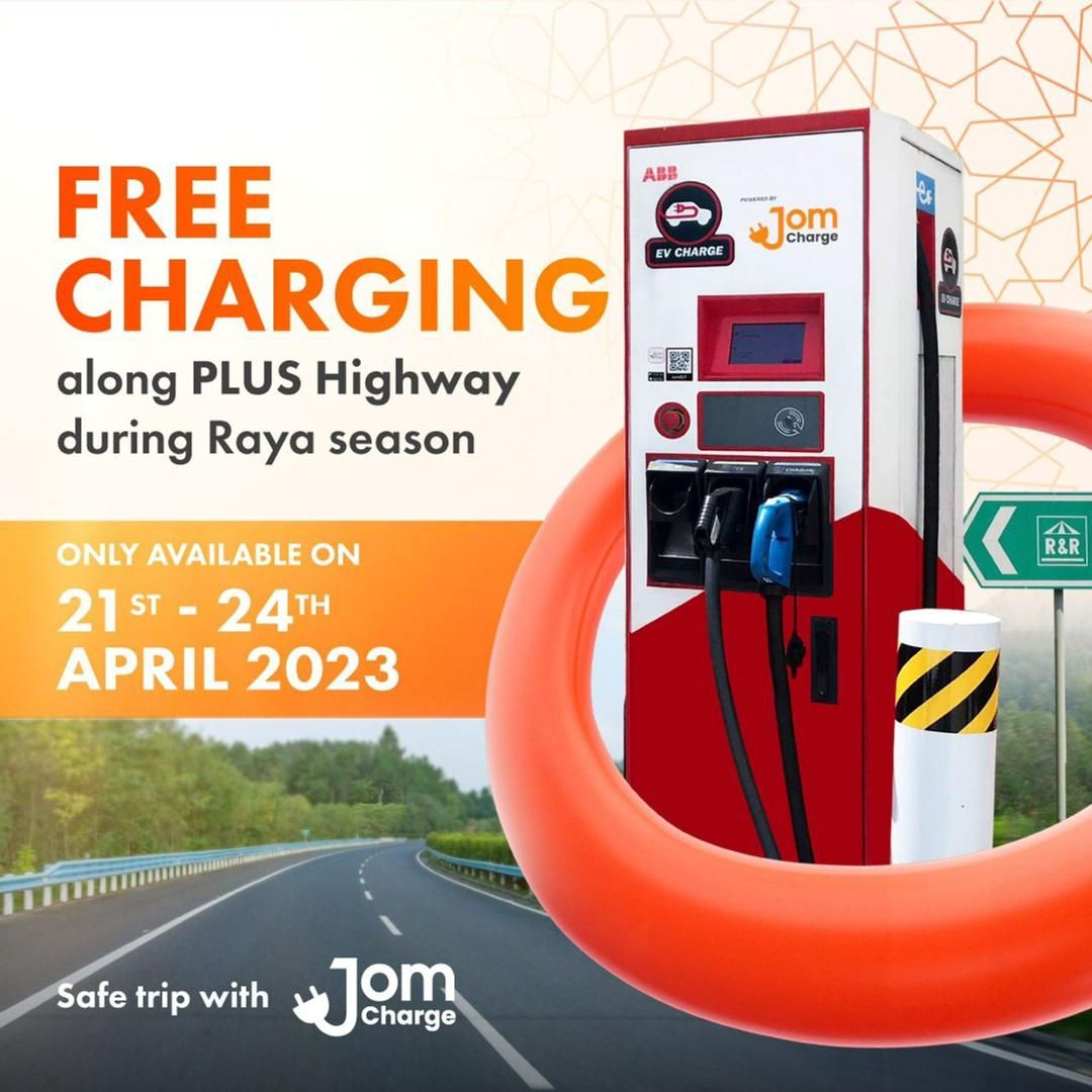 JomCharge offers free EV Charging along PLUS Highway for Raya season