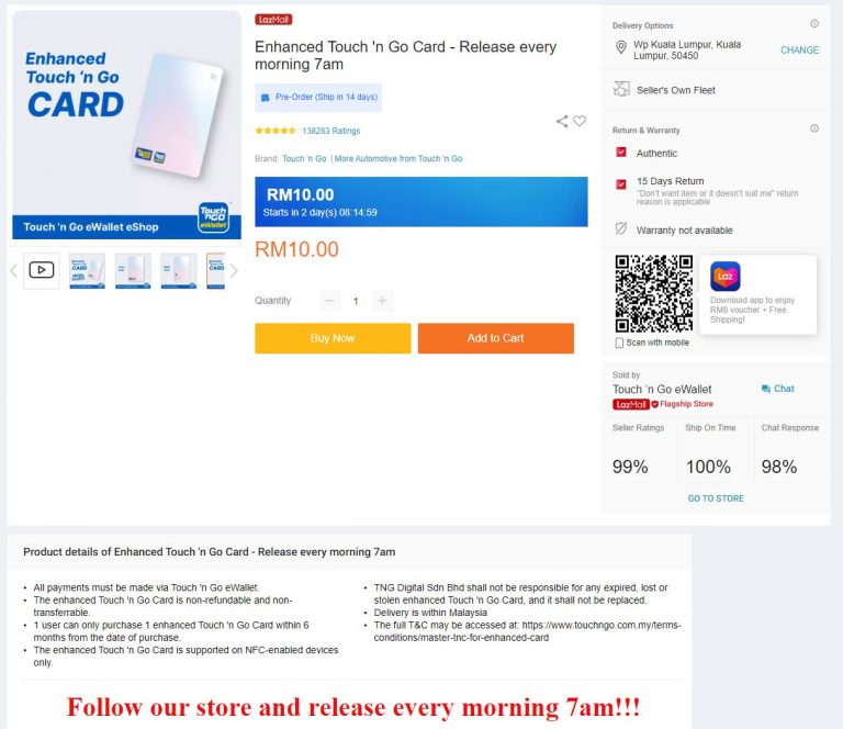 Enhanced Touch 'n Go card with NFC feature now restocked daily, here's ...