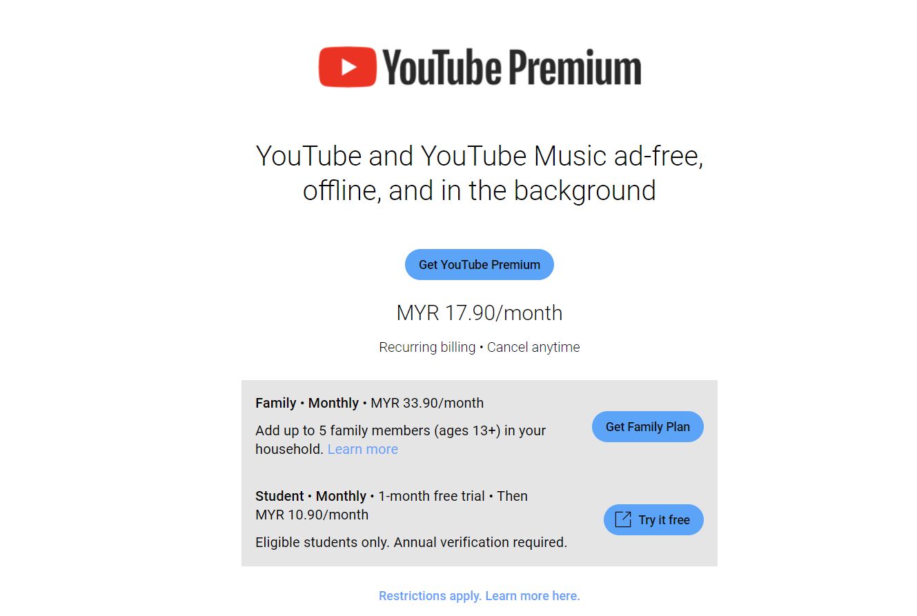 YouTube Premium In Malaysia Now Costs More For You And Your Family ...