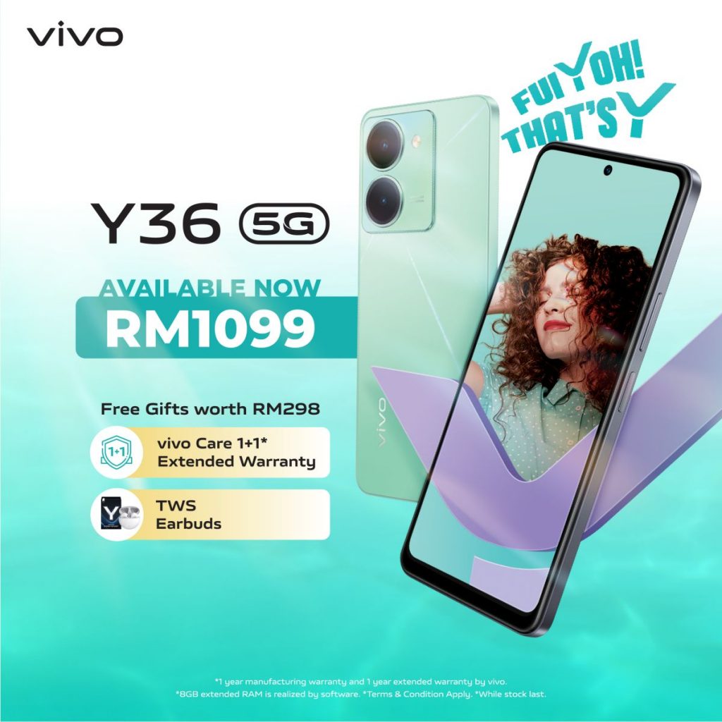 Vivo Y36 5G: Vivo's new budget 5G phone comes with extended warranty and  free wireless earbuds - SoyaCincau