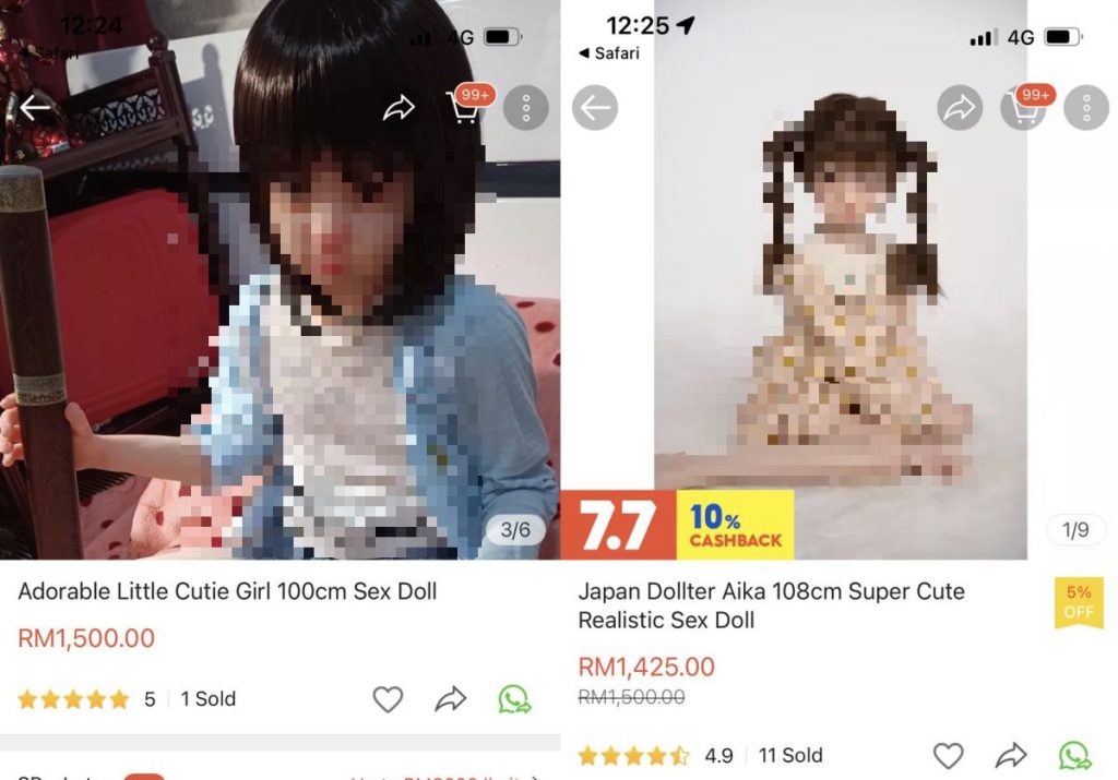 Shopee Malaysia called out for allowing child like sex dolls on