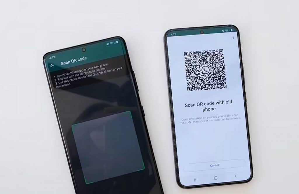 WhatsApp transfer chat history QR code 