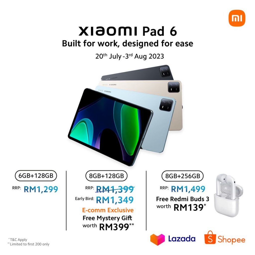 Xiaomi Pad 6 Tablet, 8GB+256GB, Snapdragon 870, 11” WQHD+ Display, 13MP  Camera