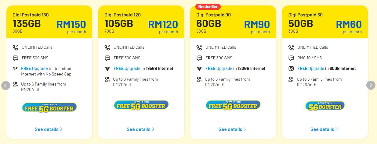 Digi Postpaid 60 now offers 80GB 4G data or 50GB data with 5G access ...