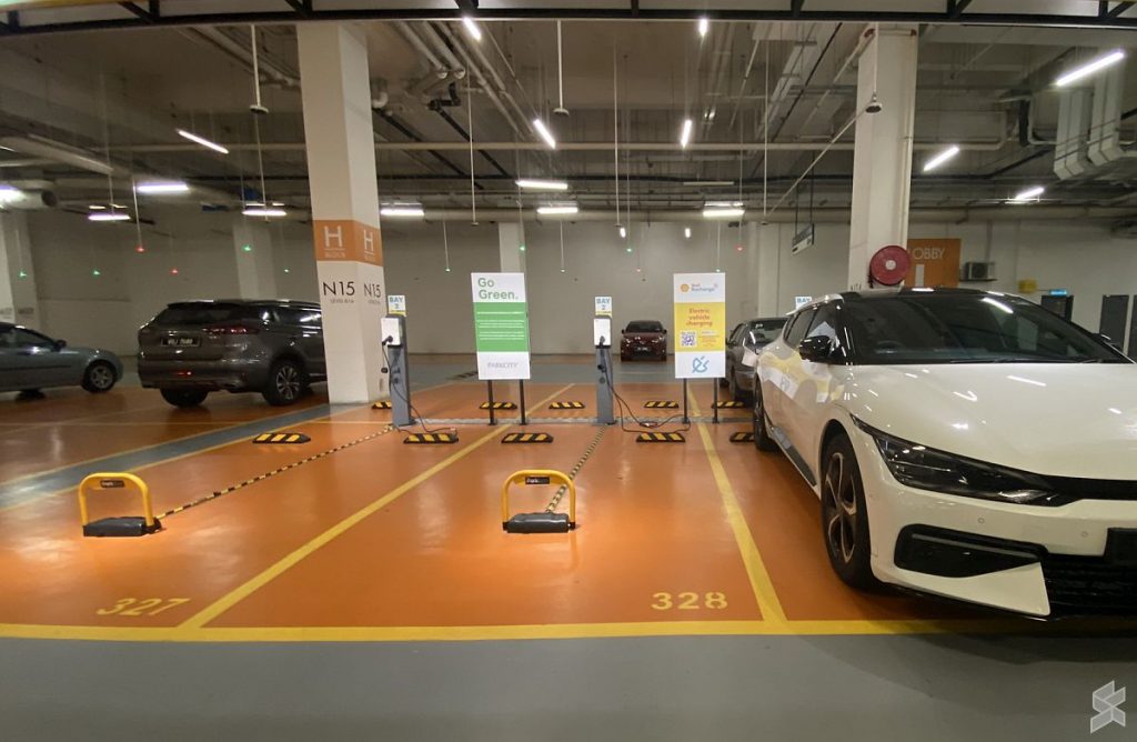Shell Recharge x ParkEasy charging bays with barriers