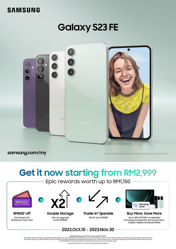 Samsung Galaxy S23 FE Malaysia: Get RM500 off and double storage upgrade.  Here's how - SoyaCincau