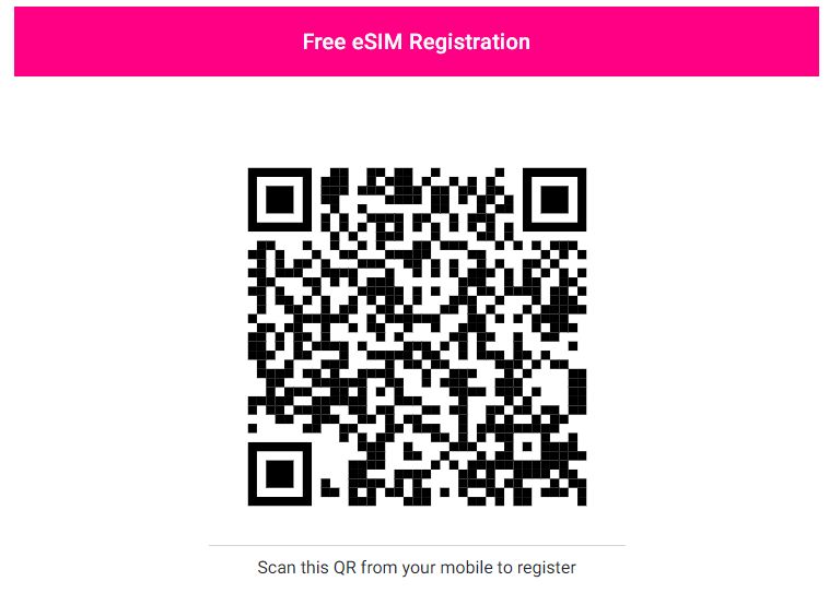 QR code for yes 5G eSIM Registration