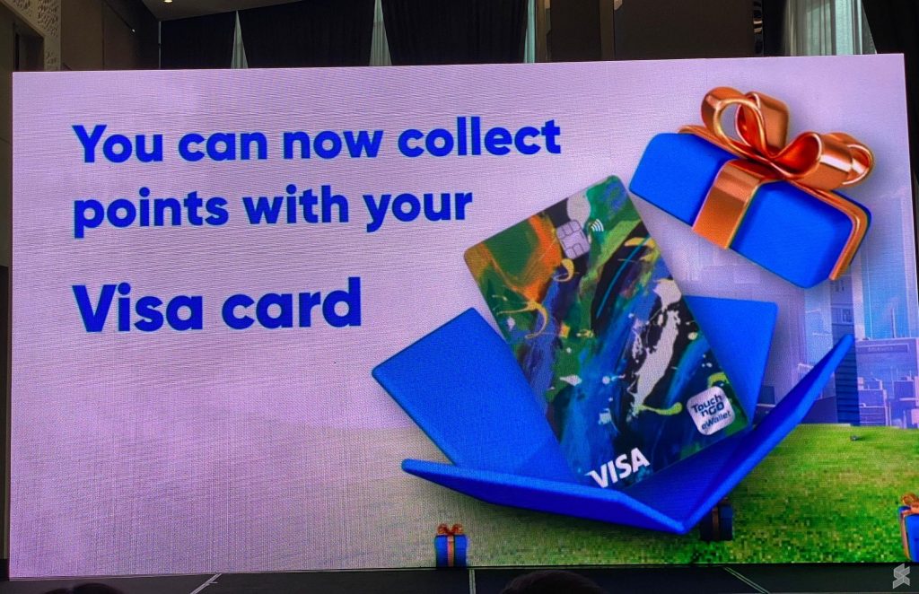 You can earn GoReward points when you use the TNG eWallet Visa card