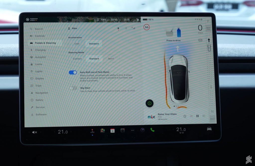 Auto Shift out of Park feature on the Tesla Model 3