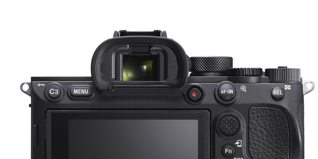 A close up of the Sony A9 II electronic view finder (EVF)