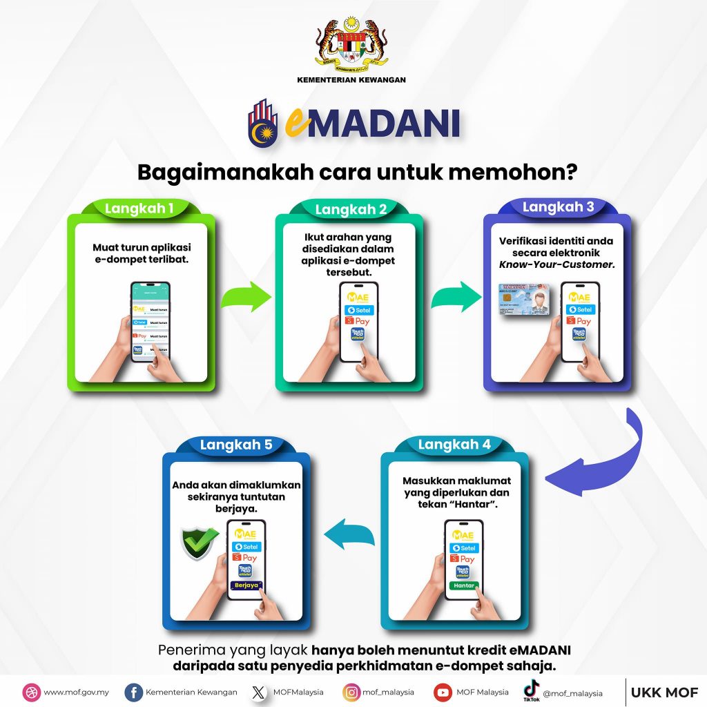 How to redeem RM100 eMadani credit