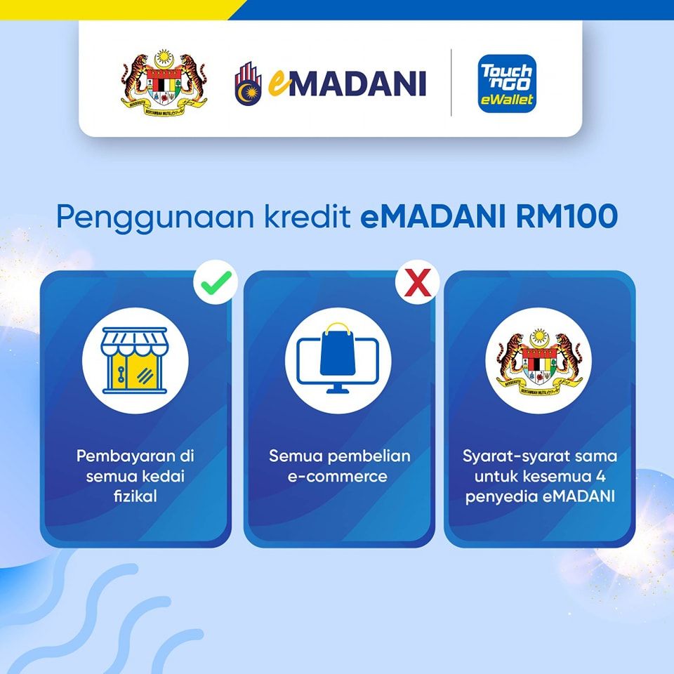 eMadani can't be utilised for online eCommerce transactions