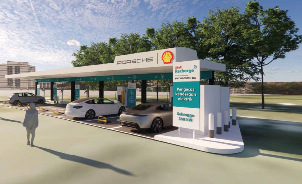 Upcoming Shell Recharge EV charging hub with up to 360kW DC charging in Genting