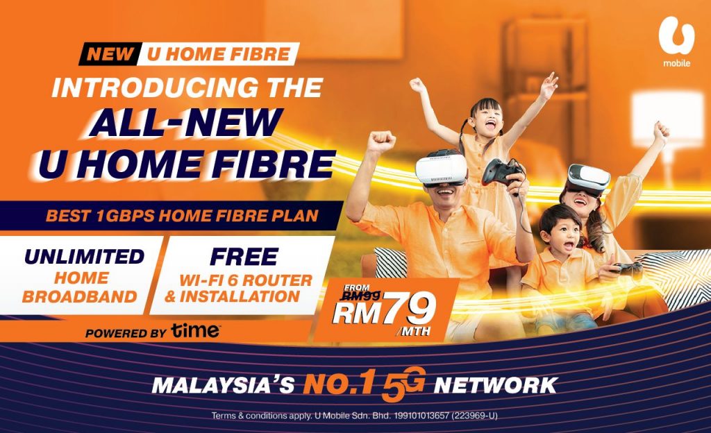 New U Home Fibre Broadband Plan, 100Mbps for RM79/month