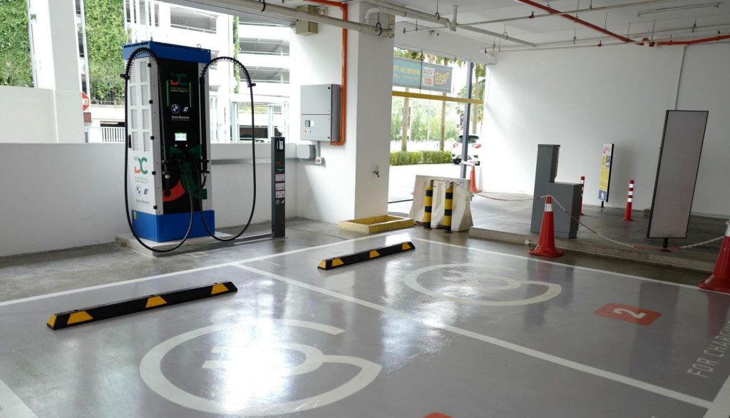 DC Handal's 50kW charger at Udini Square located near entrance of carpark. Source: Plugshare