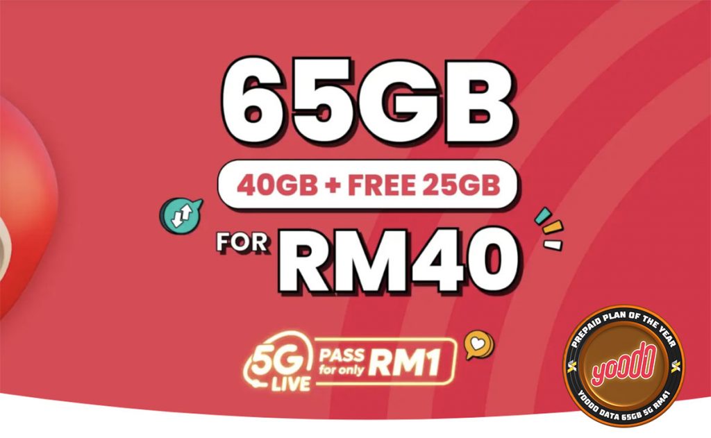 Prepaid Bronze: Yoodo 65GB 5G for RM41