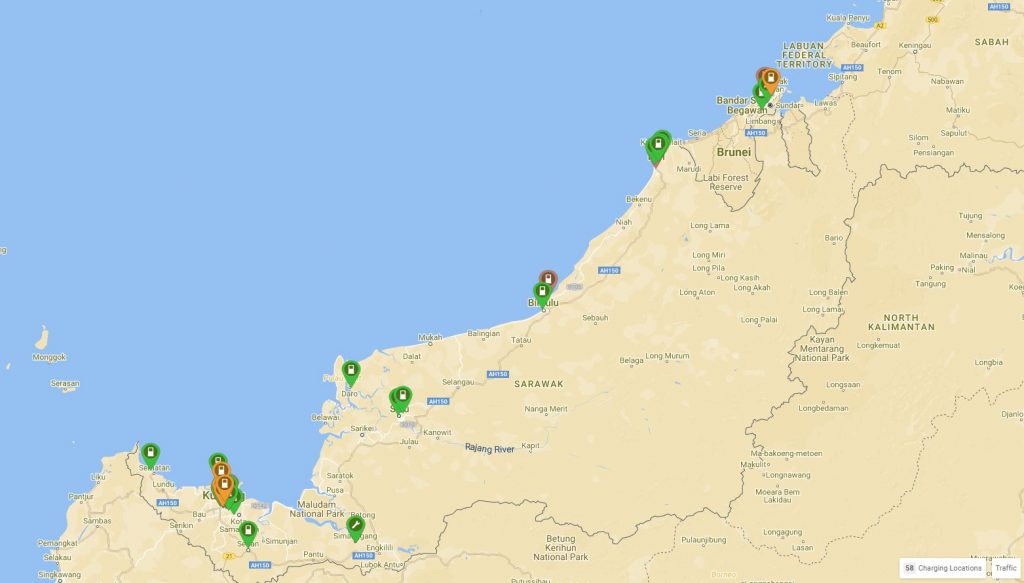 Sarawak's current EV charge points