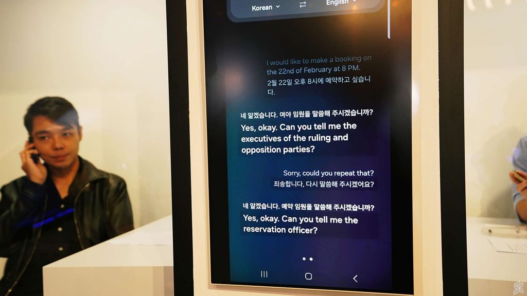 Samsung Galaxy S24 performing live 2-way voice translation on-device