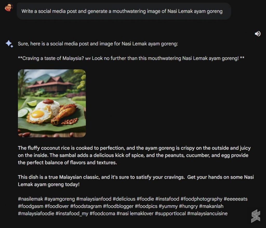 Bard can create social media posts with accompanying images