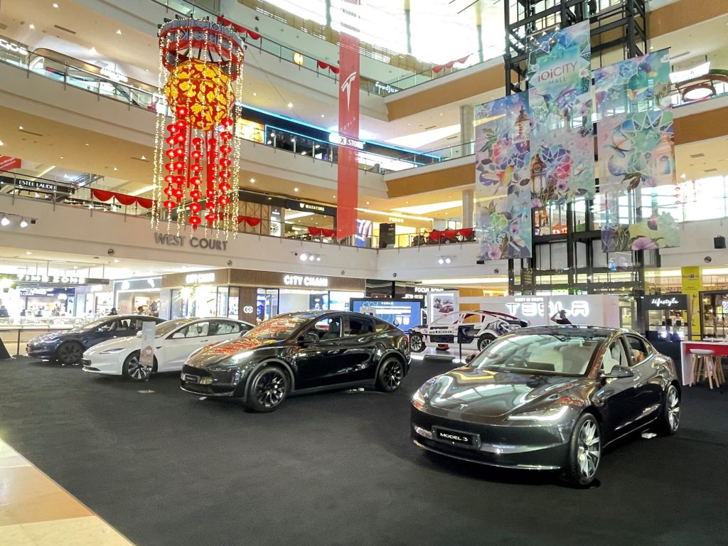 Tesla Model 3 and Model Y on display at IOI City Mall