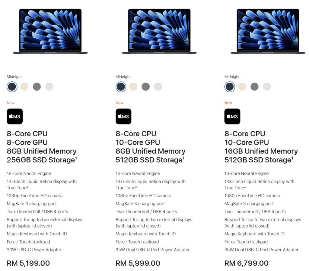 MacBook Air 13 2024 Malaysia pricing
