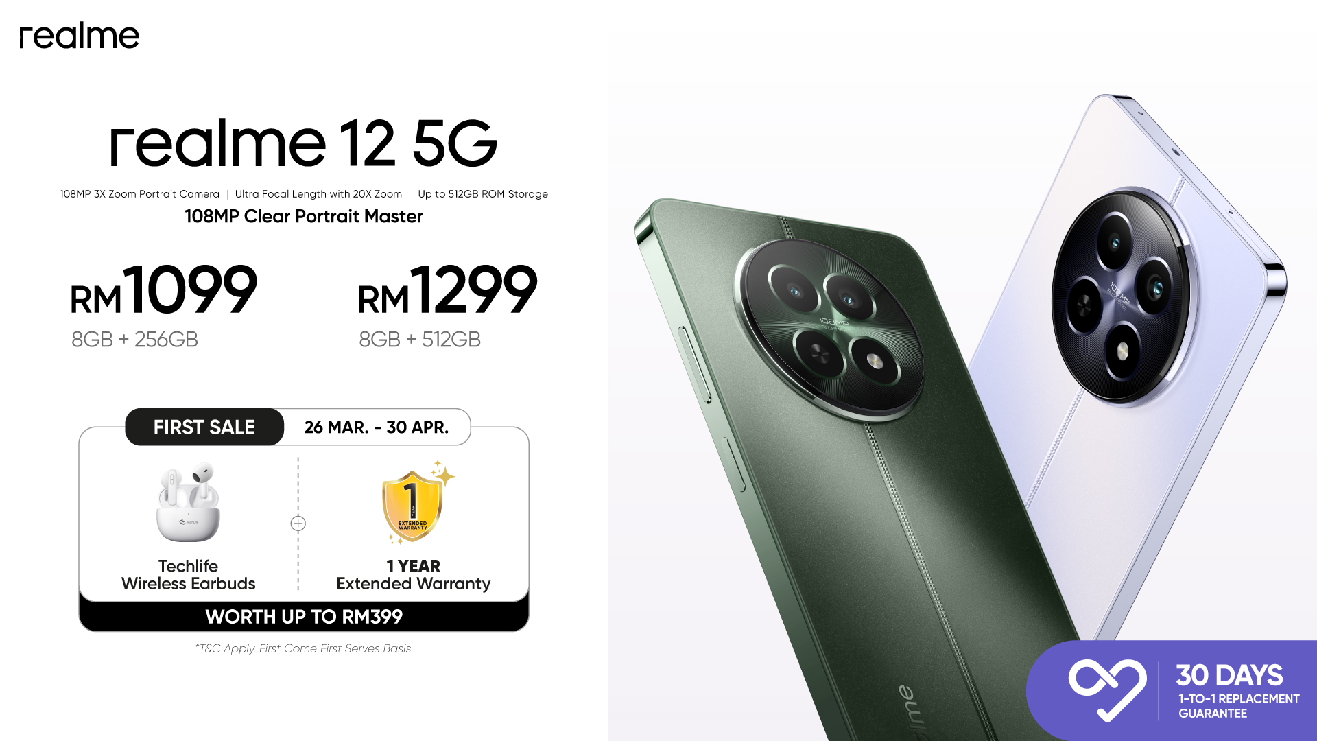 Realme 12 5G Malaysia: 108MP main camera with 3x in-sensor zoom, priced from RM1,099