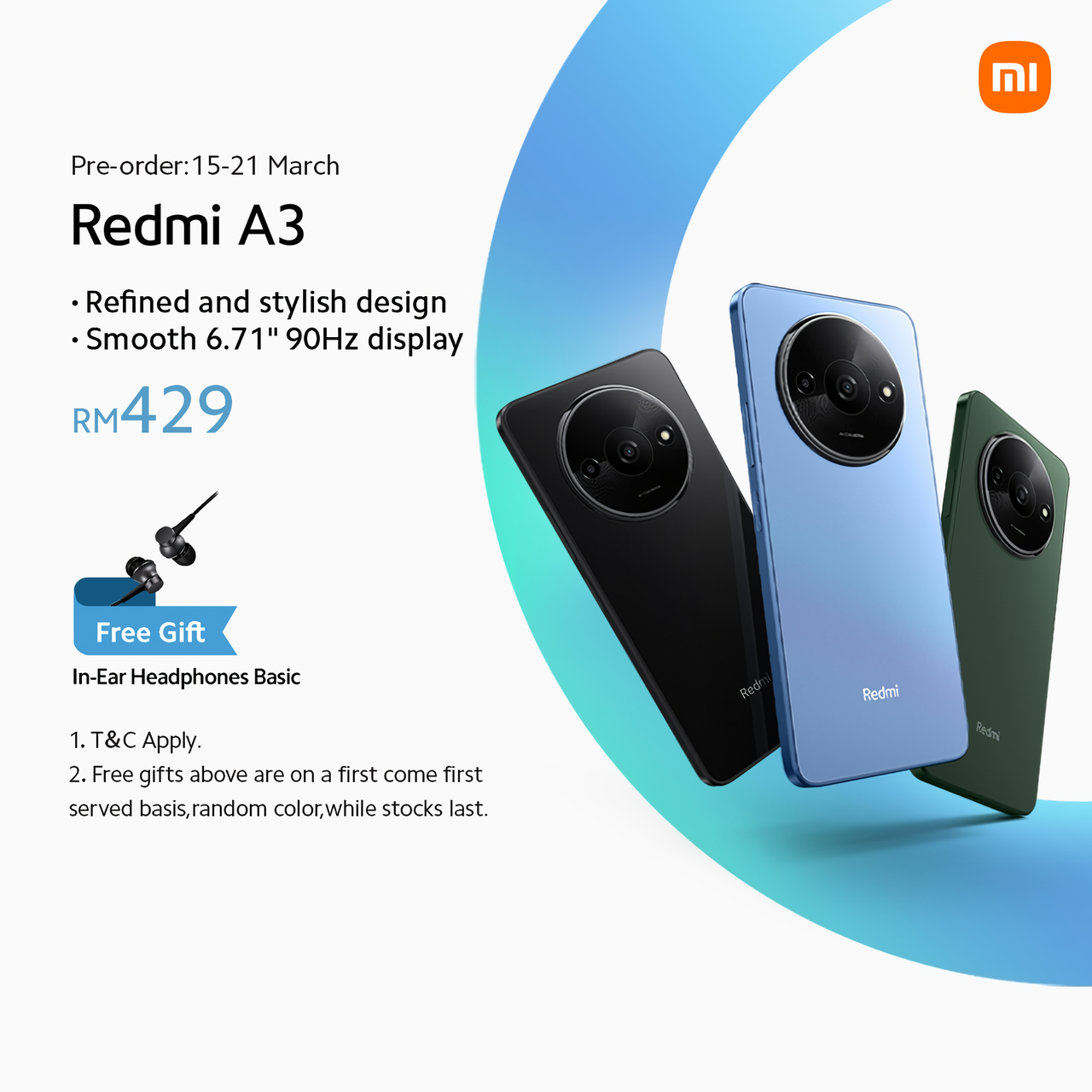 Redmi A3: Large 6.71″ high refresh rate display and dual cameras for less than RM500