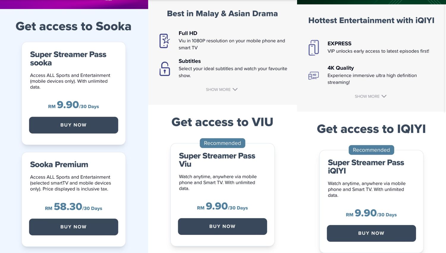 Hotlink Super Streamer: Sooka, Viu or iQiyi with data