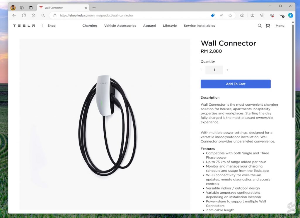Tesla Wall Connector can now be purchased from Tesla Malaysia online store