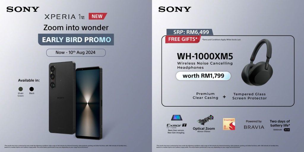 Sony Xperia 1 VI now available in Malaysia with free WH-1000XM5 ANC headphones