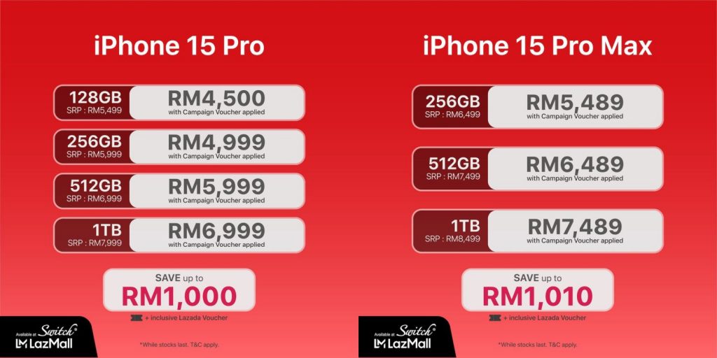 Over RM1,000 discount for iPhone 15 and iPhone 15 Pro