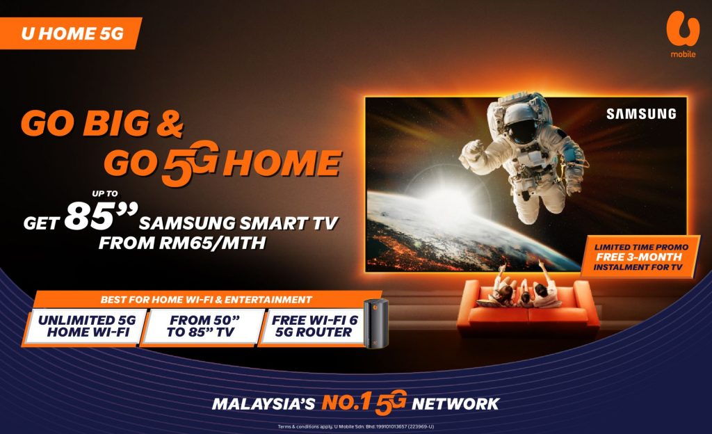 U Mobile offers Samsung 4K TV from RM65/month with U Home 5G