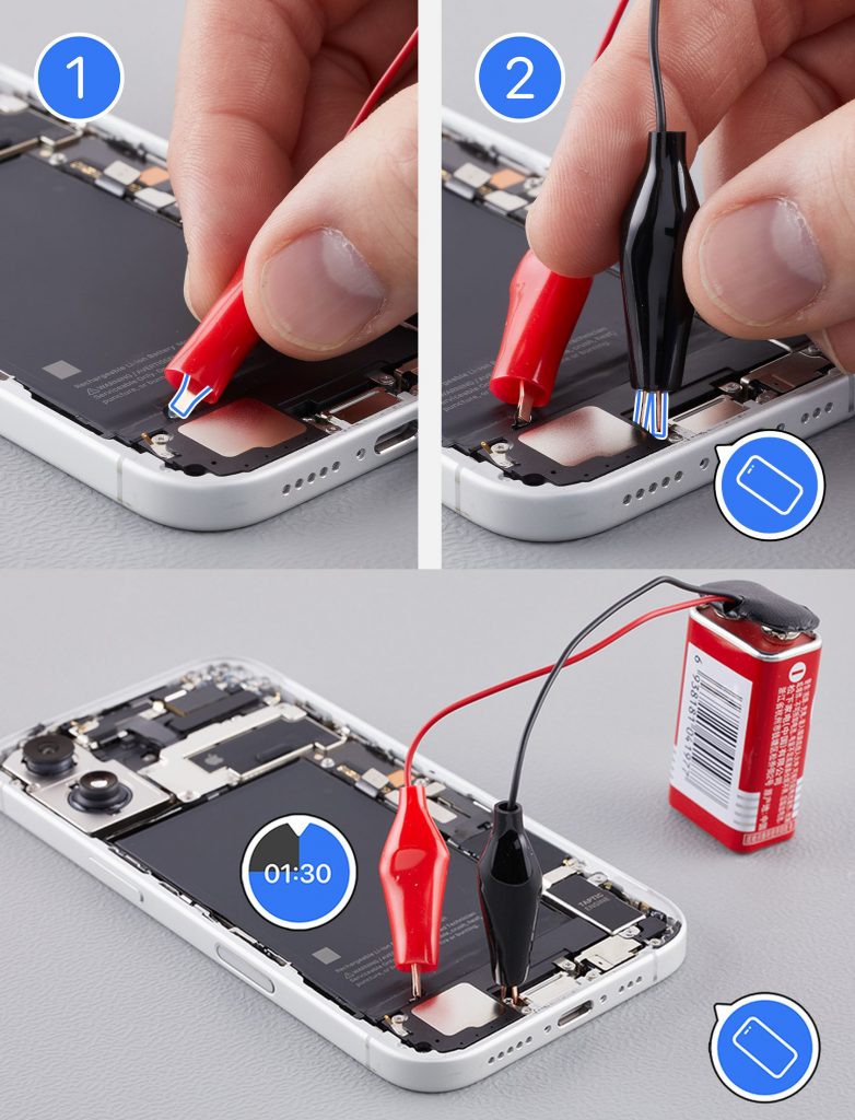 How to remove iPhone 16 battery easily with 9V battery